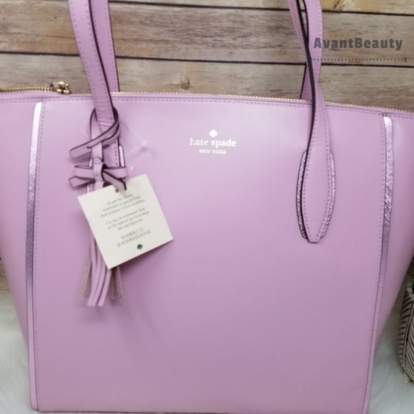 Kate Spade Kali Quartz Pink Large Tote Leather New - Picture 4 of 15